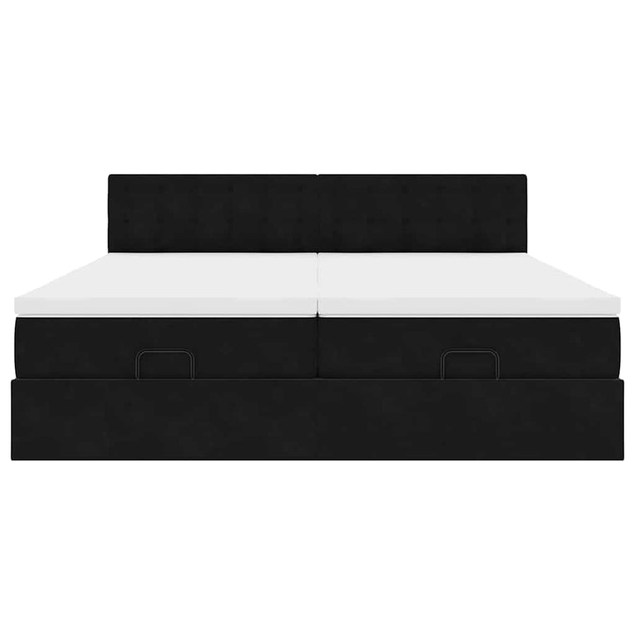Ottoman bed met matrassen 200x200cm fluweel zwart