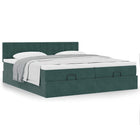 Ottoman bed with mattresses 200x200cm velvet dark green