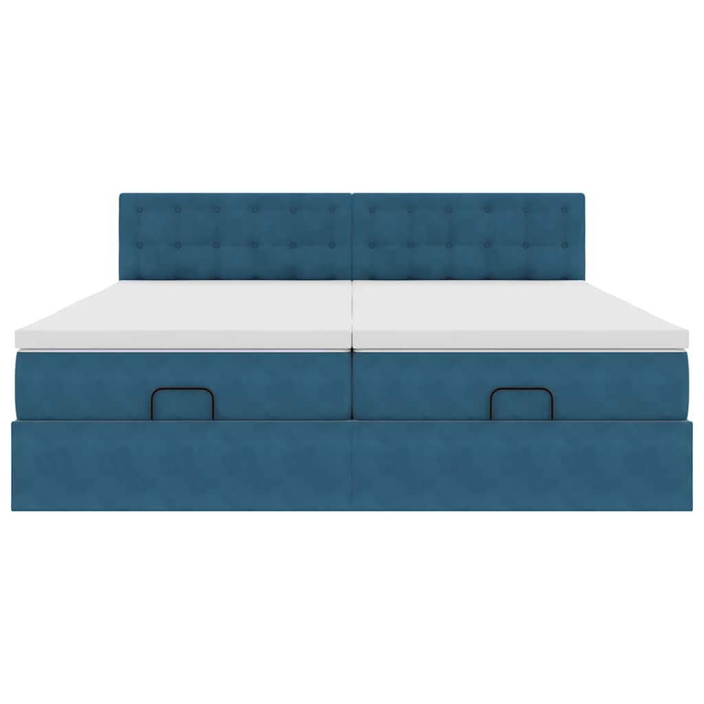 Ottoman bed met matrassen 200x200cm fluweel donkerblauw