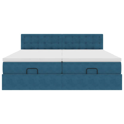 Ottoman bed met matrassen 200x200cm fluweel donkerblauw