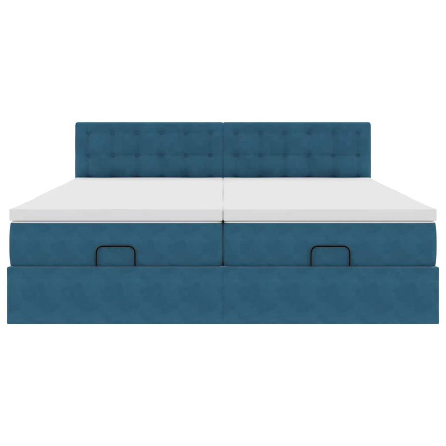 Ottoman bed met matrassen 200x200cm fluweel donkerblauw