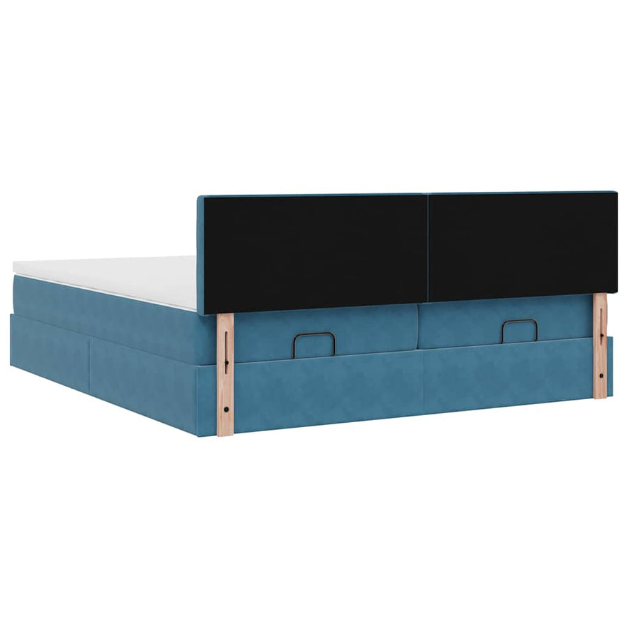 Ottoman bed met matrassen 200x200cm fluweel donkerblauw