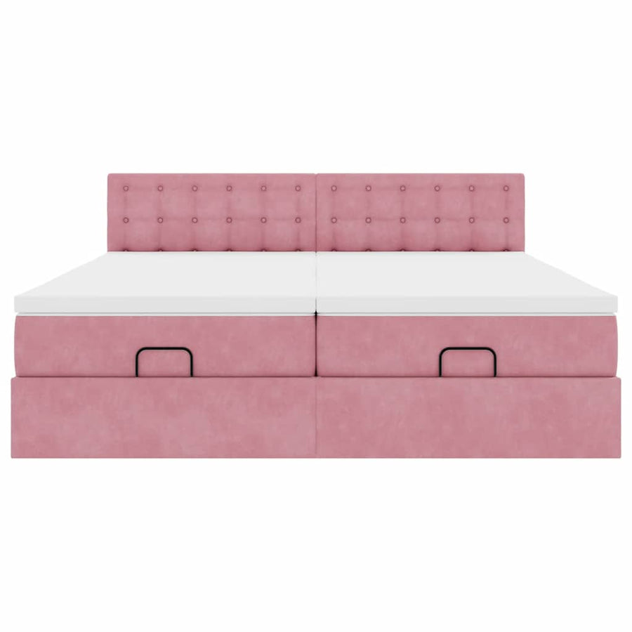 Ottoman bed met matrassen 200x200cm fluweel roze