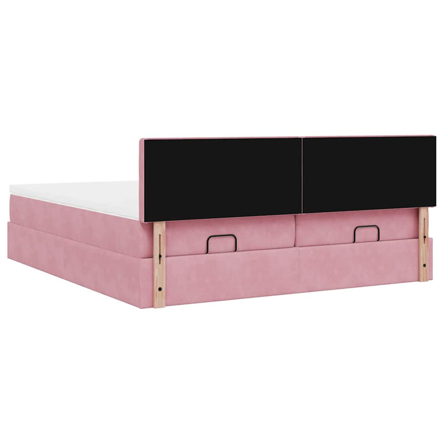 Ottoman bed met matrassen 200x200cm fluweel roze