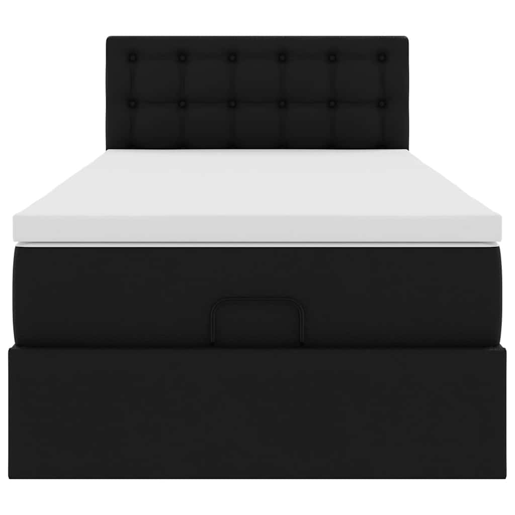 Ottoman bed met matrassen en LED's 80x200cm kunstleer zwart