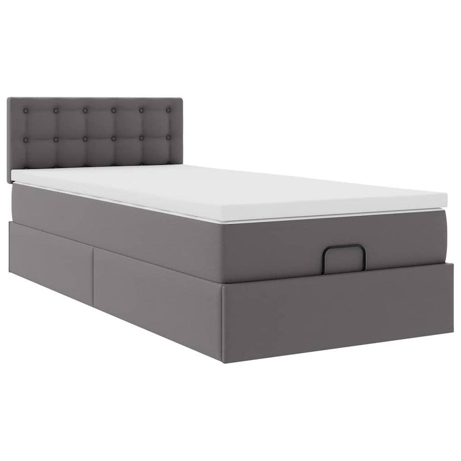 Ottoman bed met matrassen en LED's 80x200 cm kunstleer grijs