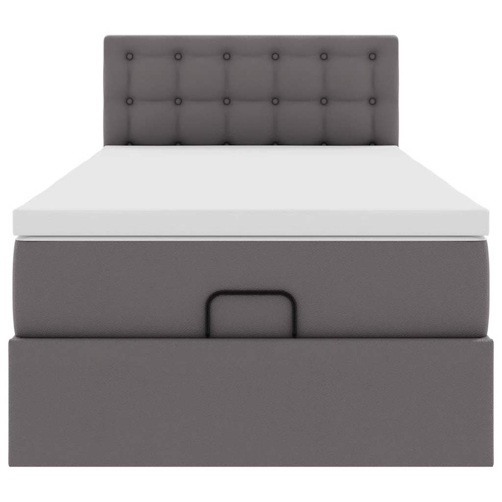 Ottoman bed met matrassen en LED's 80x200 cm kunstleer grijs