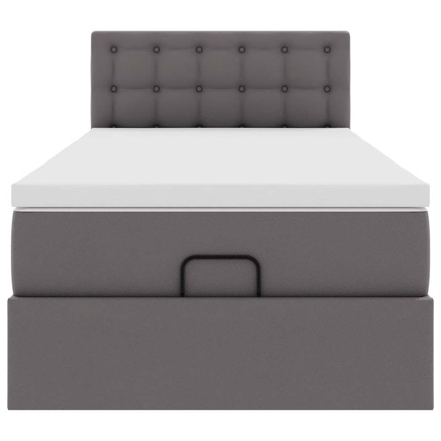 Ottoman bed met matrassen en LED's 80x200 cm kunstleer grijs