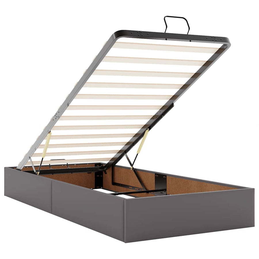 Ottoman bed met matrassen en LED's 80x200 cm kunstleer grijs
