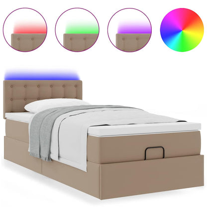 Ottoman bed met matrassen en LED's 80x200 cm kunstleer