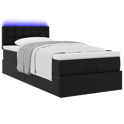 Ottoman bed met matrassen en LED's 90x190 cm kunstleer zwart