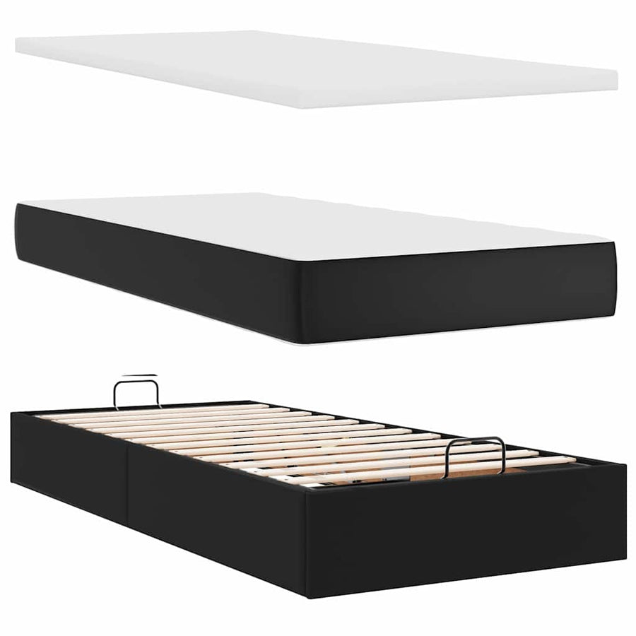 Ottoman bed met matrassen en LED's 90x190 cm kunstleer zwart