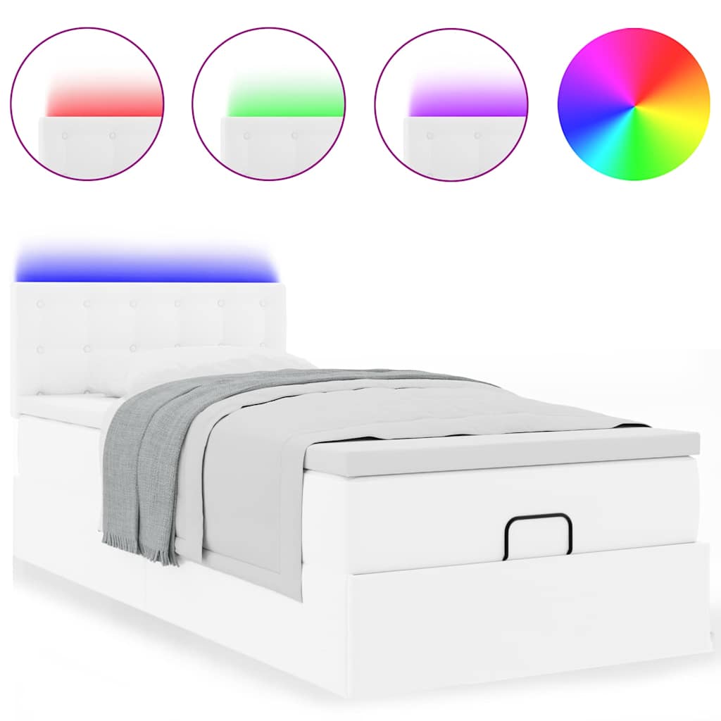 Ottoman bed met matrassen en LED's 90x190cm kunstleer