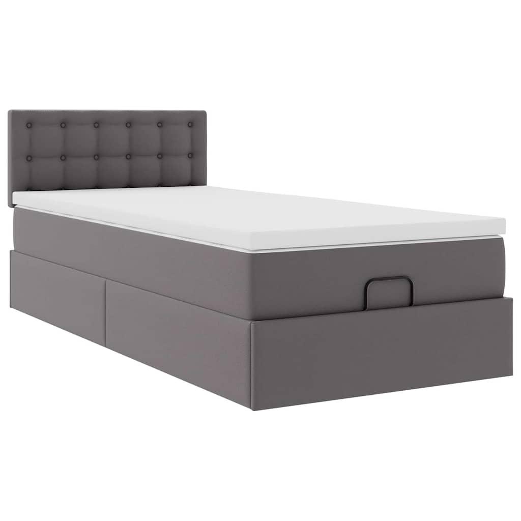Ottoman bed met matrassen en LED's 90x190cm kunstleer grijs