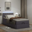 Ottoman bed with mattresses and LEDs 90x190cm faux leather grey
