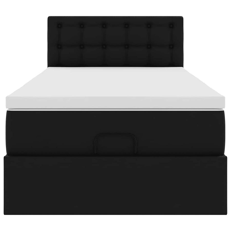 Ottoman bed met matrassen en LED's 90x200cm kunstleer zwart