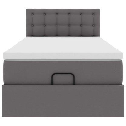 Ottoman bed met matrassen en LED's 90x200cm kunstleer grijs