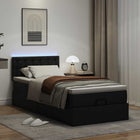 Ottoman bed with mattresses and LEDs 100x200cm artificial leather black