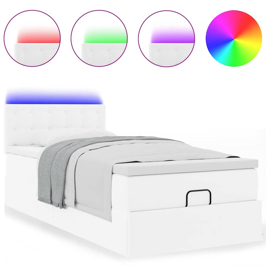 Ottoman bed met matrassen en LED's 100x200cm kunstleer