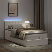 Ottoman bed with mattresses and LEDs 100x200cm faux leather