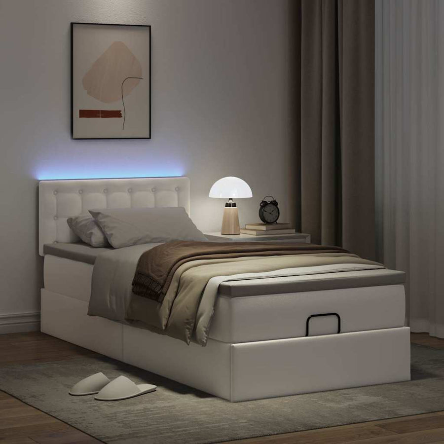 Ottoman bed met matrassen en LED's 100x200cm kunstleer