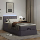 Ottoman Bed with Mattresses and LEDs 100x200cm Faux Leather Grey