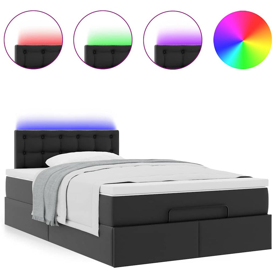Ottoman bed met matrassen en LED's 120x190 cm kunstleer zwart