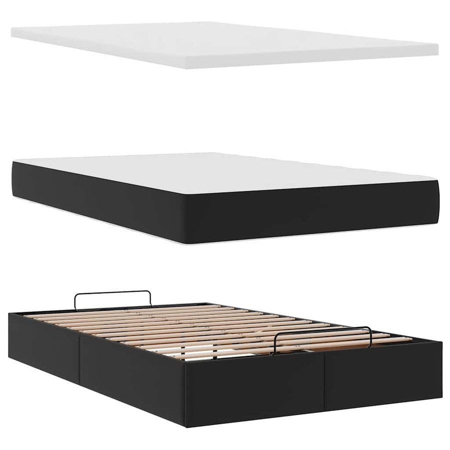 Ottoman bed met matrassen en LED's 120x190 cm kunstleer zwart