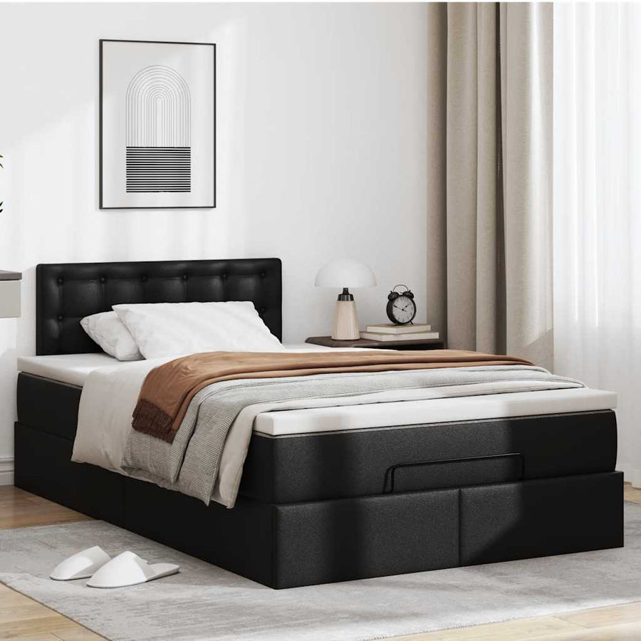 Ottoman bed met matrassen en LED's 120x200cm kunstleer zwart
