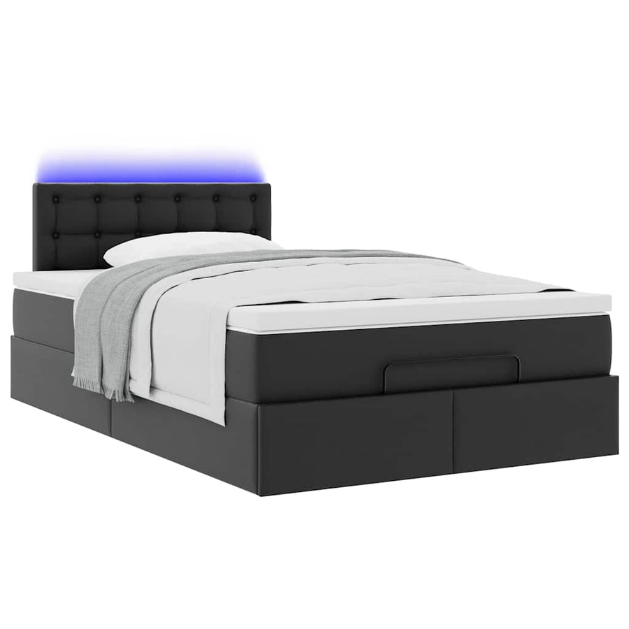 Ottoman bed met matrassen en LED's 120x200cm kunstleer zwart
