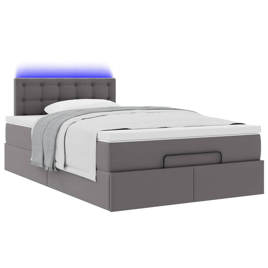 Ottoman bed met matrassen en LED's 120x200cm kunstleer grijs