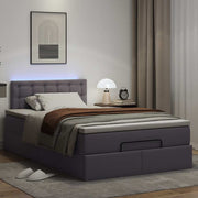 Ottoman bed with mattresses and LEDs 120x200cm faux leather grey