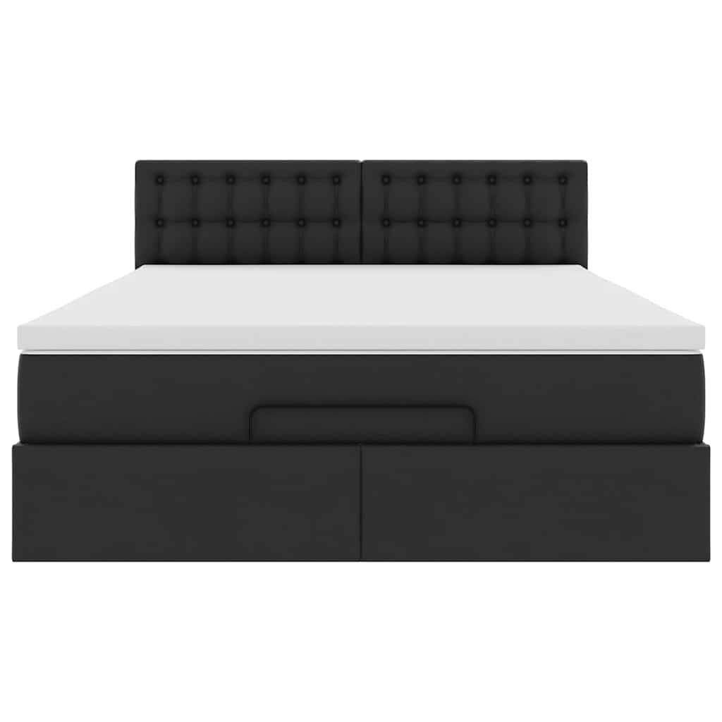 Ottoman bed met matrassen en LED's 140x190cm kunstleer zwart