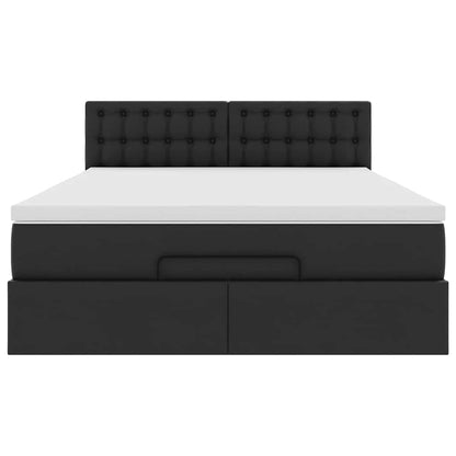 Ottoman bed met matrassen en LED's 140x190cm kunstleer zwart