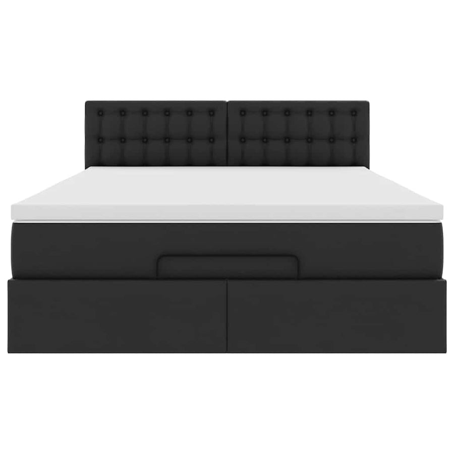 Ottoman bed met matrassen en LED's 140x190cm kunstleer zwart