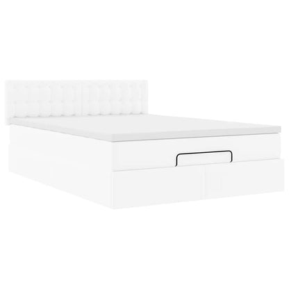 Bed poef met matrassen en LED's 140x190cm kunstleer zuiver wit