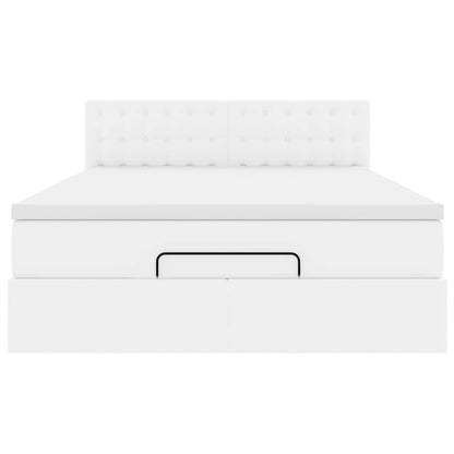 Bed poef met matrassen en LED's 140x190cm kunstleer zuiver wit