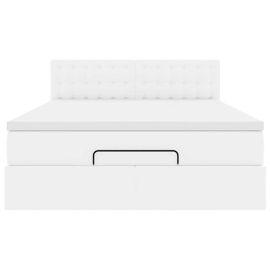 Bed poef met matrassen en LED's 140x190cm kunstleer zuiver wit