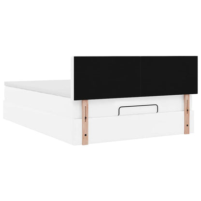 Bed poef met matrassen en LED's 140x190cm kunstleer zuiver wit