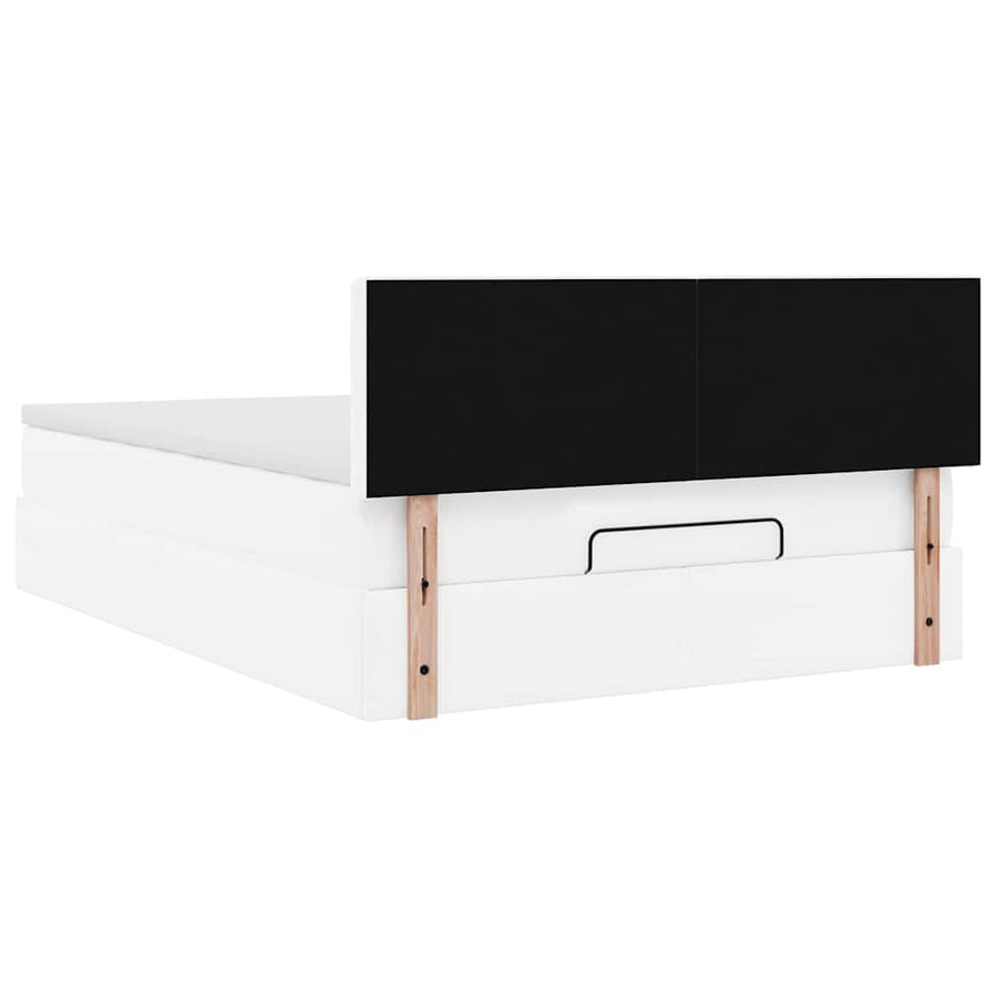 Bed poef met matrassen en LED's 140x190cm kunstleer zuiver wit