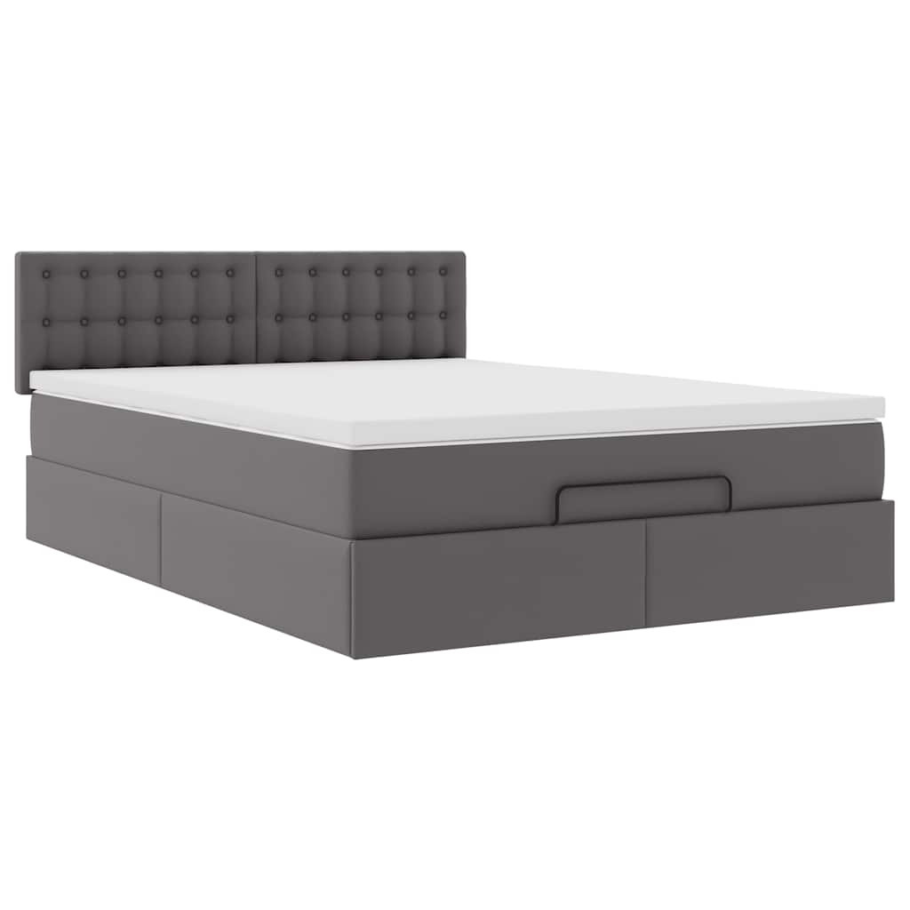 Ottoman bed met matrassen en LED's 140x190cm kunstleer grijs