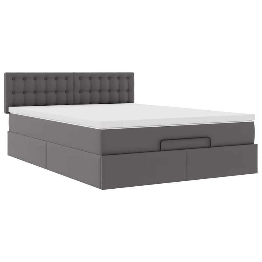 Ottoman bed met matrassen en LED's 140x190cm kunstleer grijs