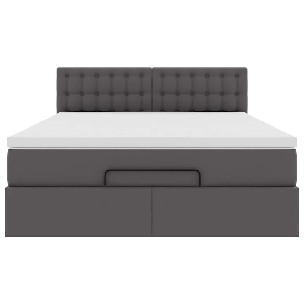 Ottoman bed met matrassen en LED's 140x190cm kunstleer grijs