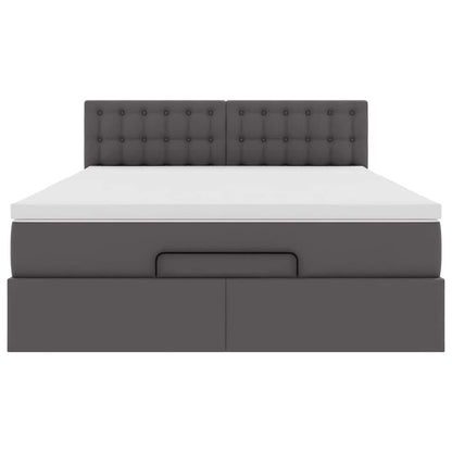 Ottoman bed met matrassen en LED's 140x190cm kunstleer grijs