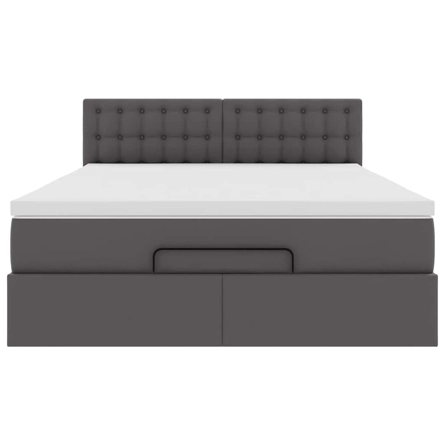 Ottoman bed met matrassen en LED's 140x190cm kunstleer grijs