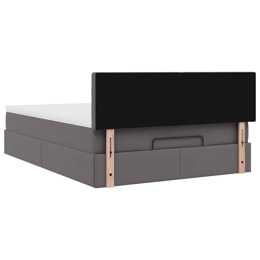 Ottoman bed met matrassen en LED's 140x190cm kunstleer grijs