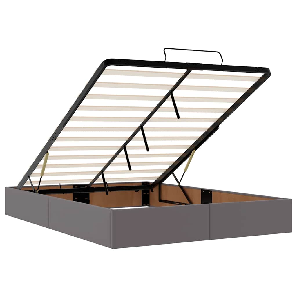 Ottoman bed met matrassen en LED's 140x190cm kunstleer grijs