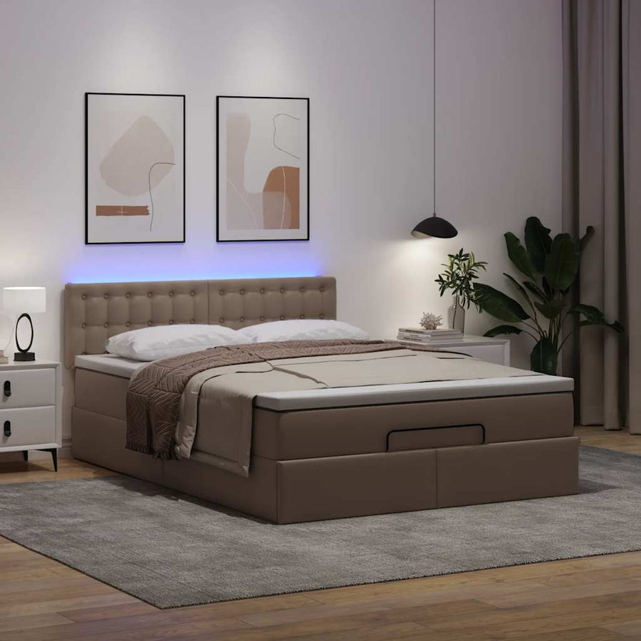 Ottoman bed met matrassen en LED's 140x190cm kunstleer