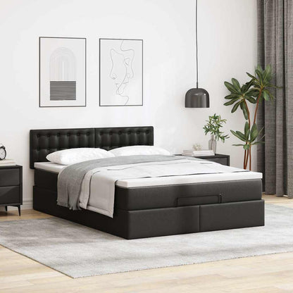 Ottoman bed met matrassen en LED's 140x200cm kunstleer zwart