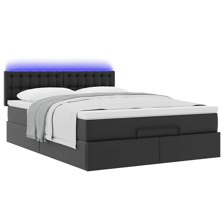 Ottoman bed met matrassen en LED's 140x200cm kunstleer zwart